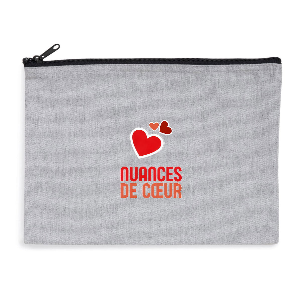 Pochette zippée recyclée - Élégance des nuances de coeurs rouges - face_0