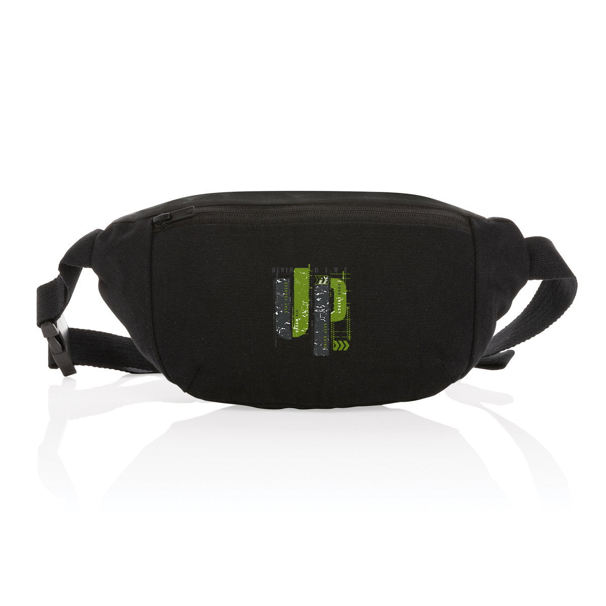 Sac banane en toile recyclée : Élégance gris et vert olive - face_1