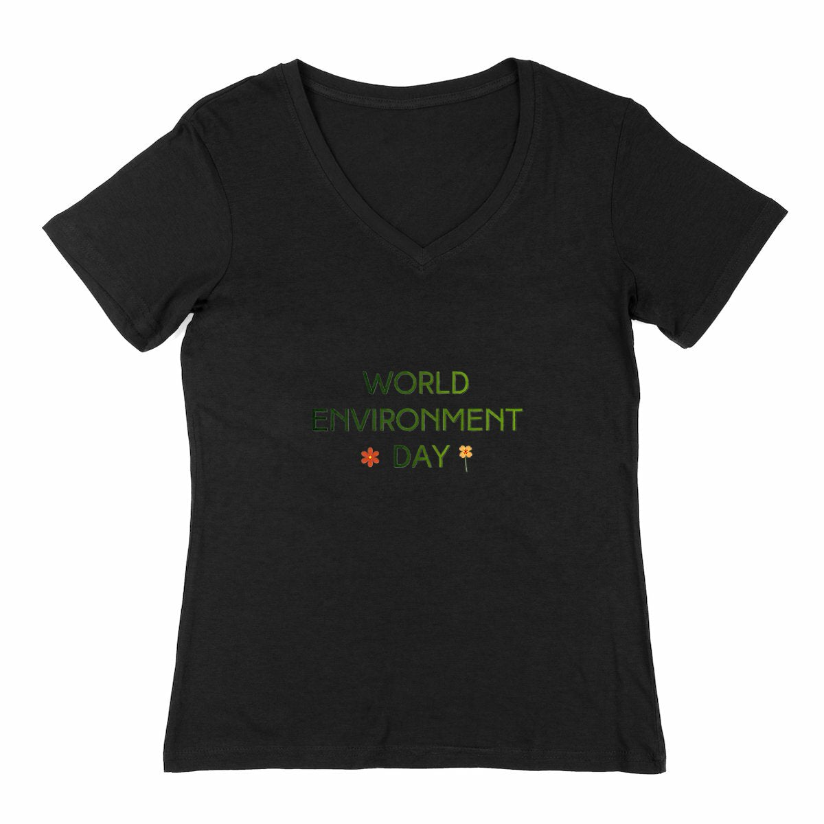 T-shirt Femme Col V : Célébrez la Journée Mondiale de l'Environnement - face_1
