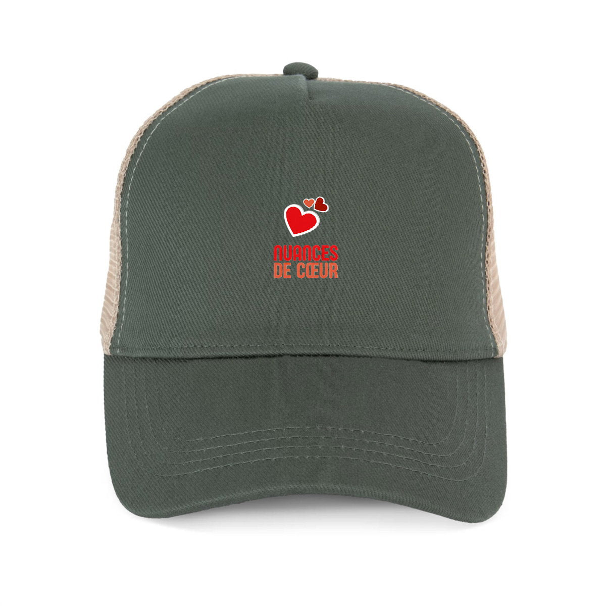 Casquette Trucker écoresponsable : Amour en nuances de coeurs rouges - face_2