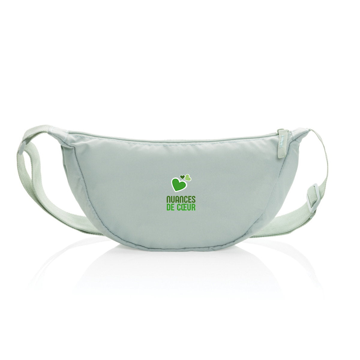 Sac banane en polyester recyclé - Coeurs verts tendance - face_2