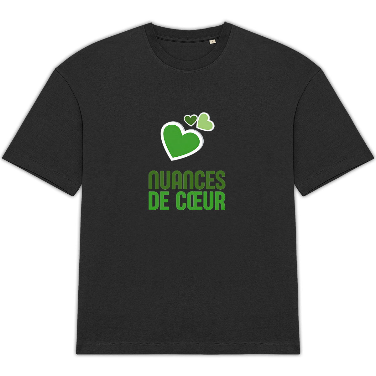 T-shirt Unisexe Oversized - Éclat de Coeurs Verts - face_3