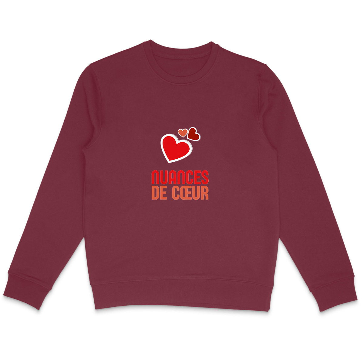 Sweat-shirt Léger Unisexe - Amour en Nuances de Coeurs Rouges - face_4