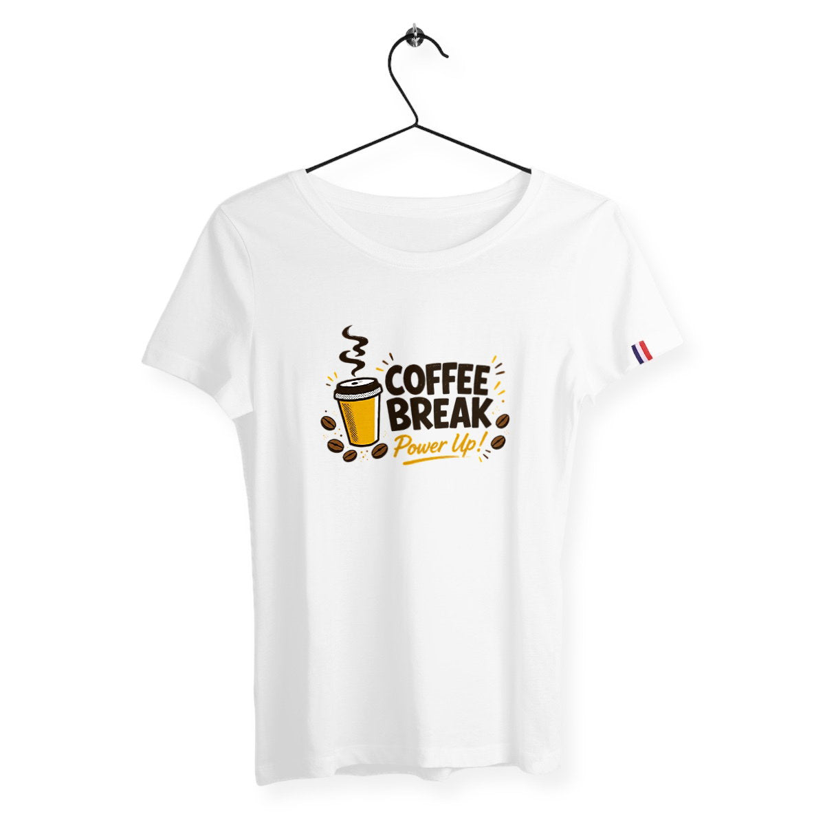 T-shirt Femme Made in France - Pause café - face_blanc