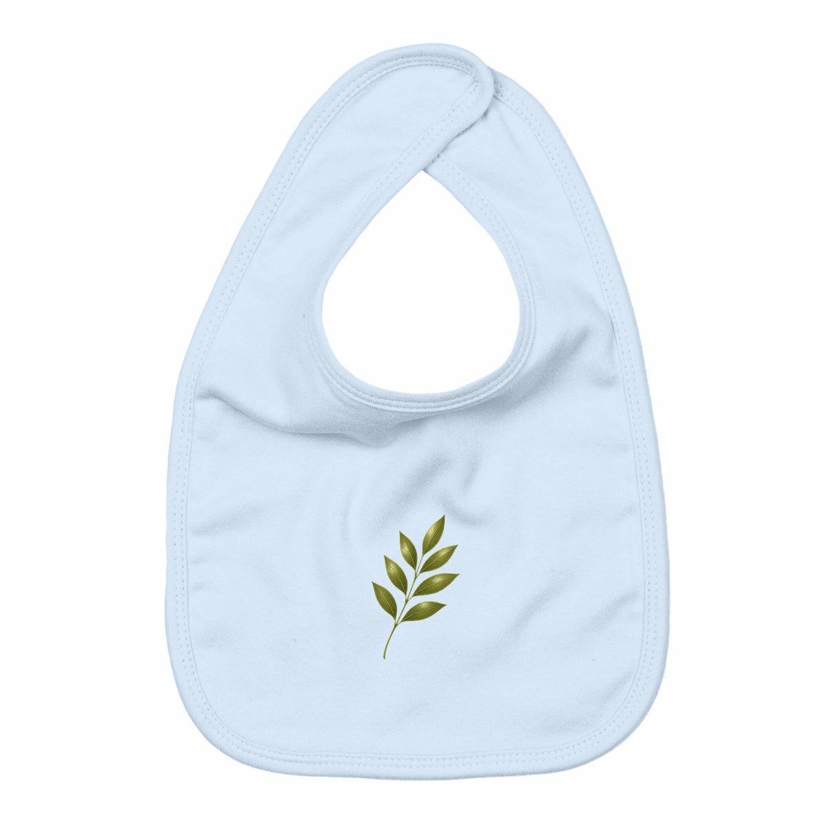 Bavoir : Élégance Naturelle avec Tige et Feuilles Vertes - face_bleu
