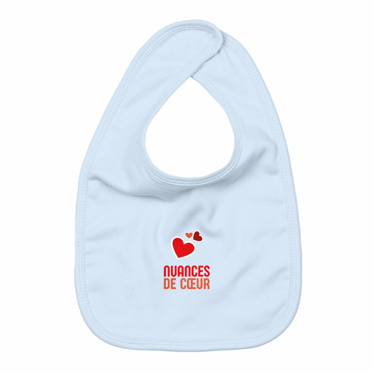 Bavoir Nuances de Coeurs Rouges - Amour à chaque repas - face_bleu
