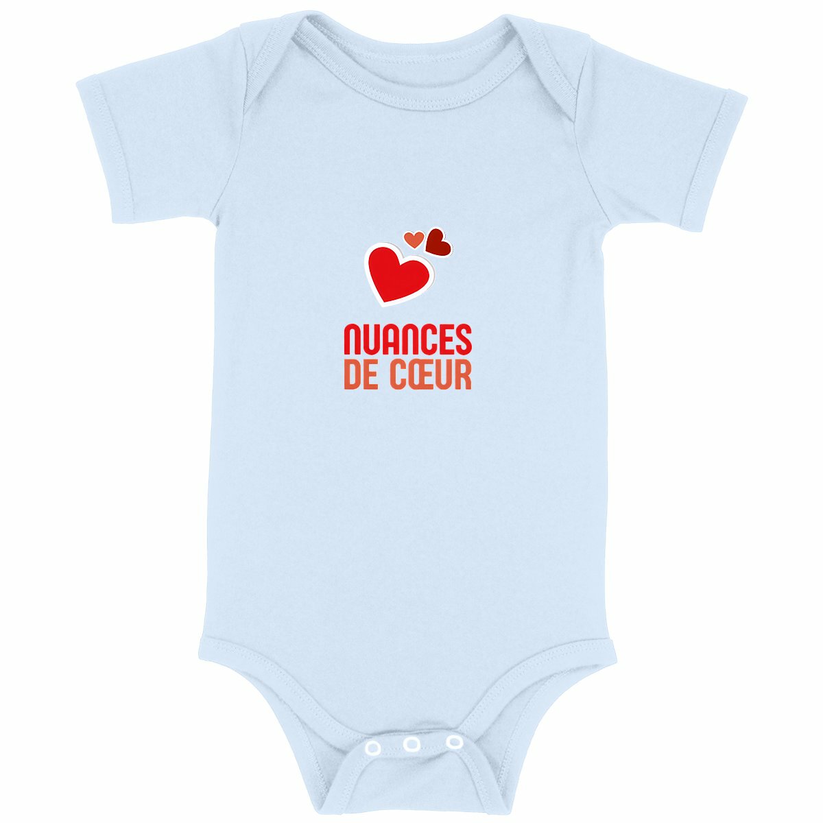 Body bébé : Amour en nuances de coeurs rouges - face_bleu