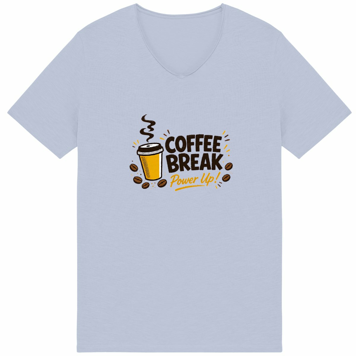 T-shirt Homme Slub - Pause café - face_bleu