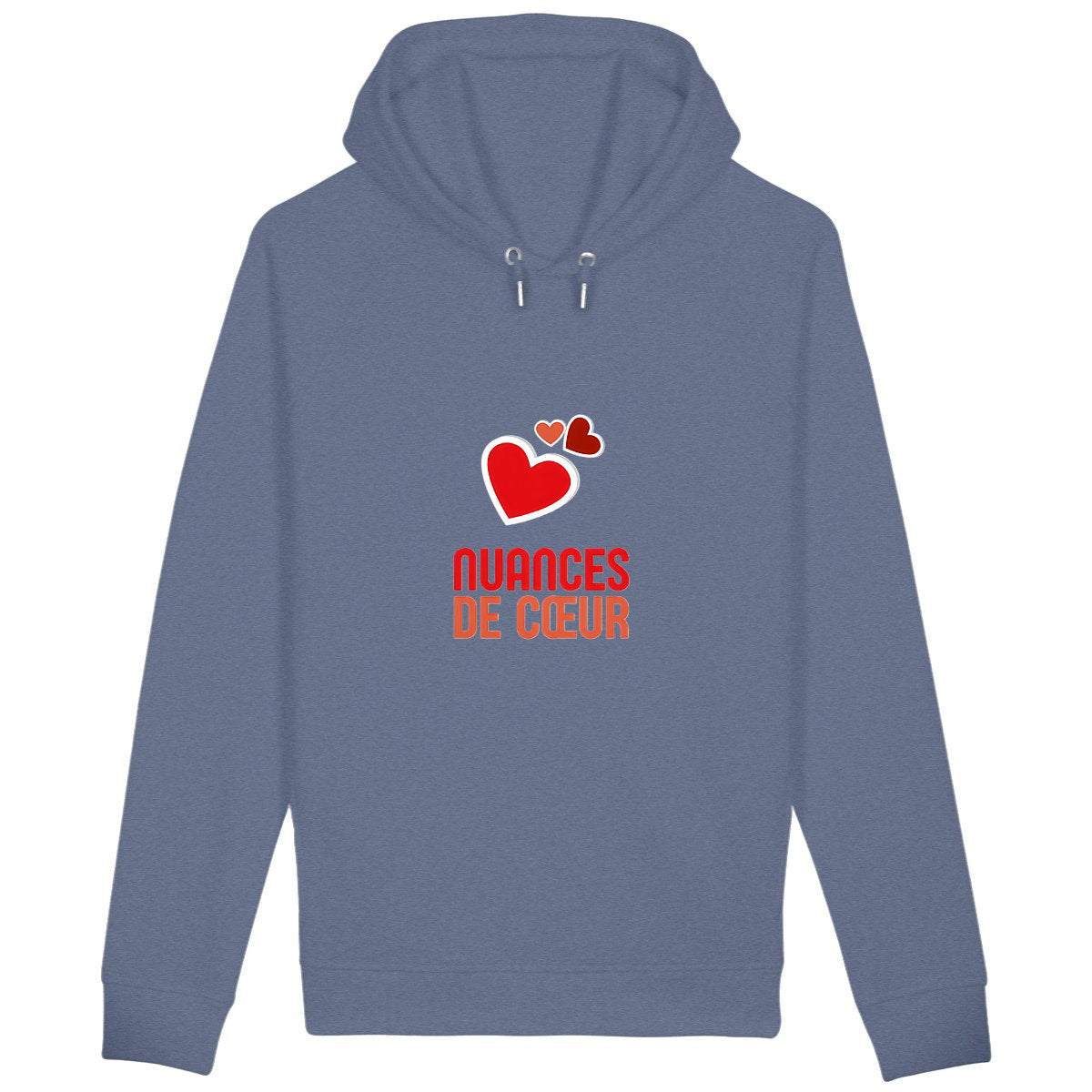 Sweat à capuche avec poches latérales - Nuances de coeurs rouges - face_bleuindigo