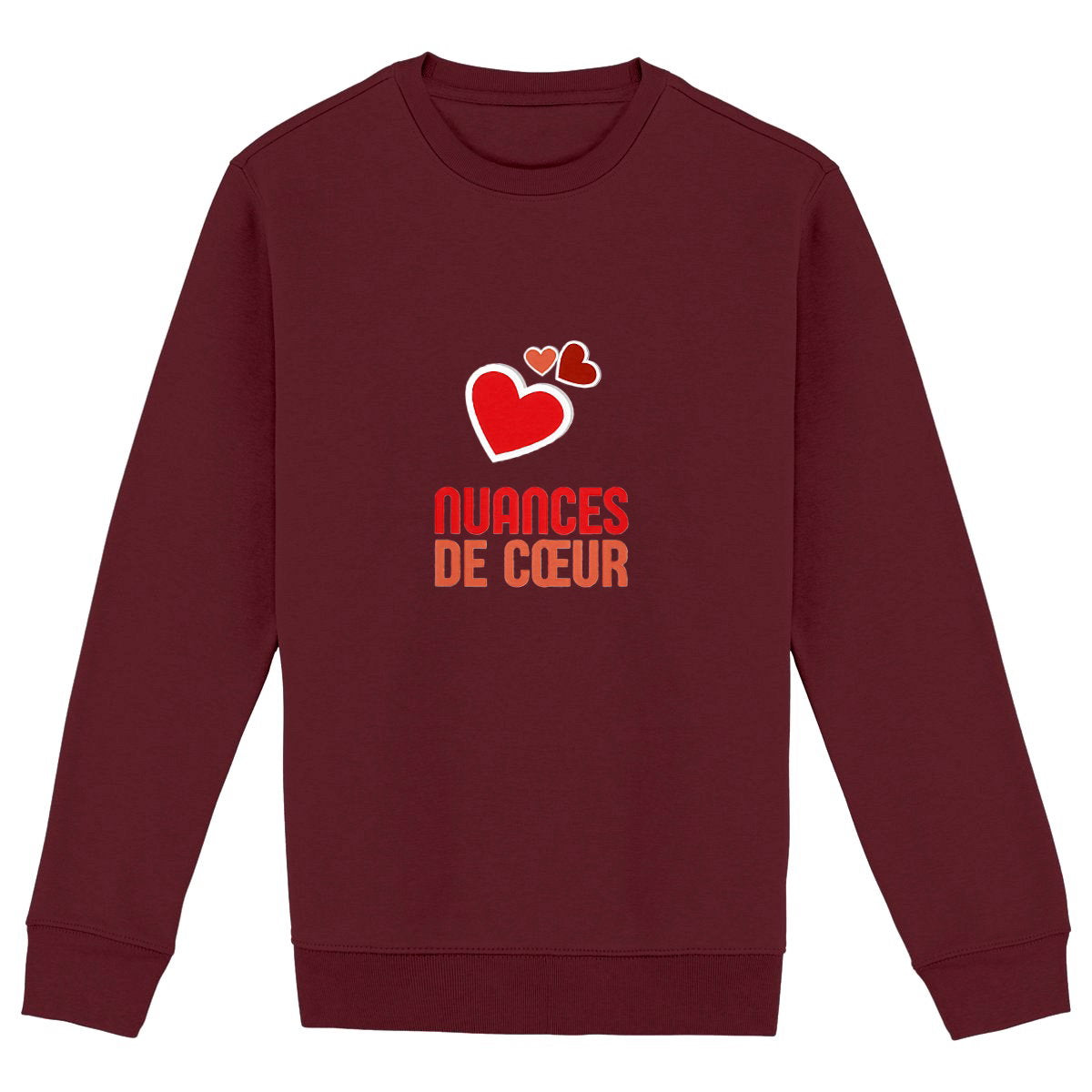 Sweat-shirt Epais Unisexe - Célébrez l'Amour avec des Coeurs Rouges - face_bordeaux