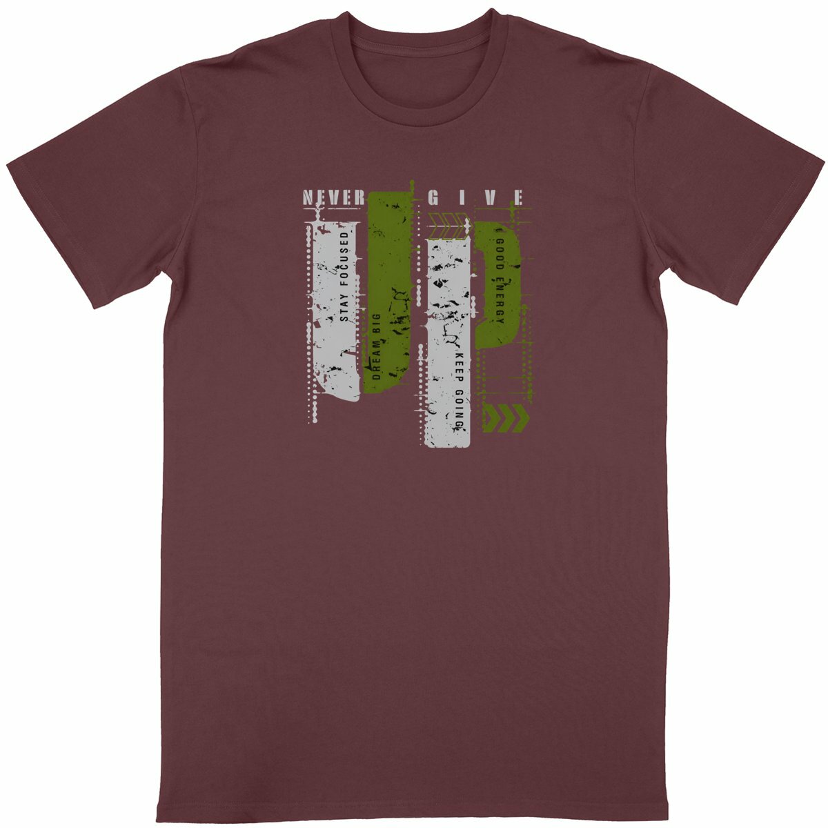 T-shirt Unisexe Classique en Gris et Vert Olive - face_bordeaux