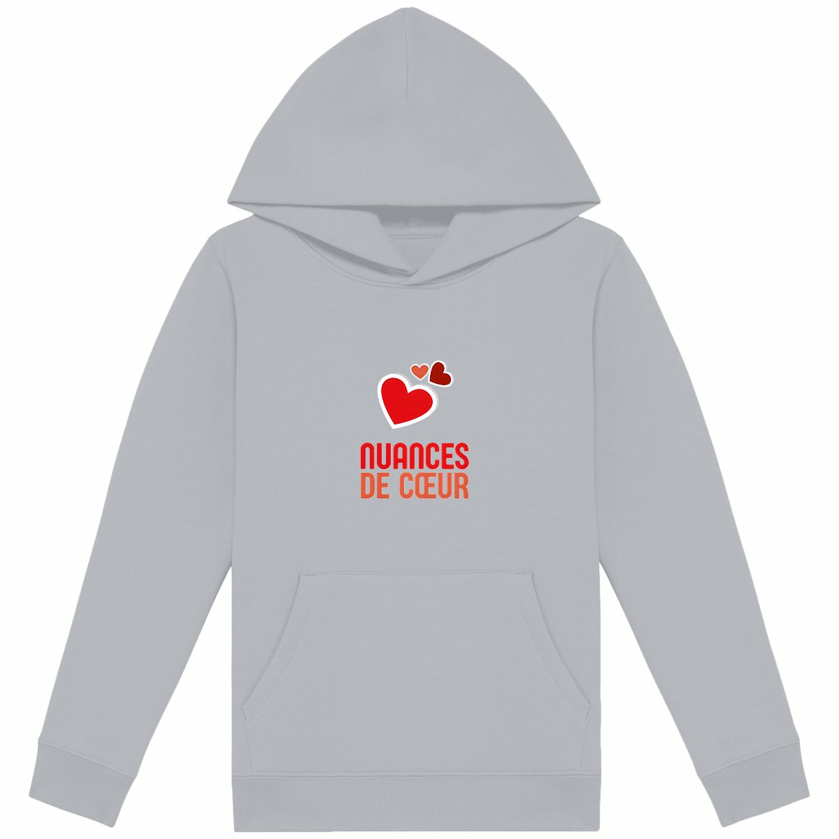 Sweat à capuche Léger Enfant - Nuances de coeurs rouges - face_gris