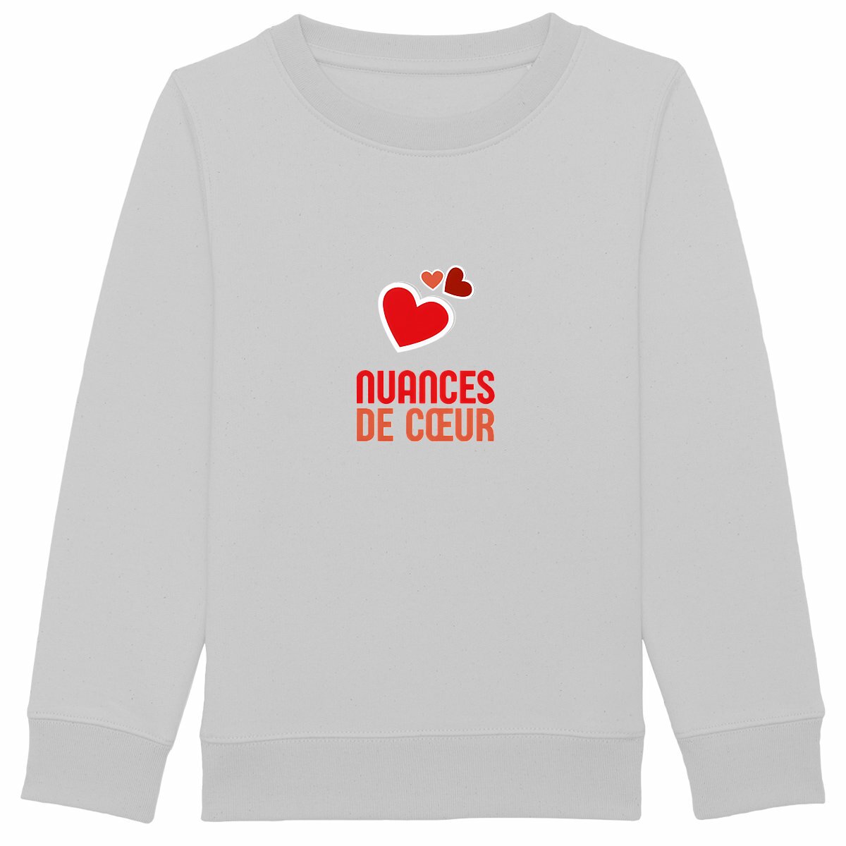 Sweat-shirt Epais Enfant - Amour en Nuances de Coeurs Rouges - face_gris
