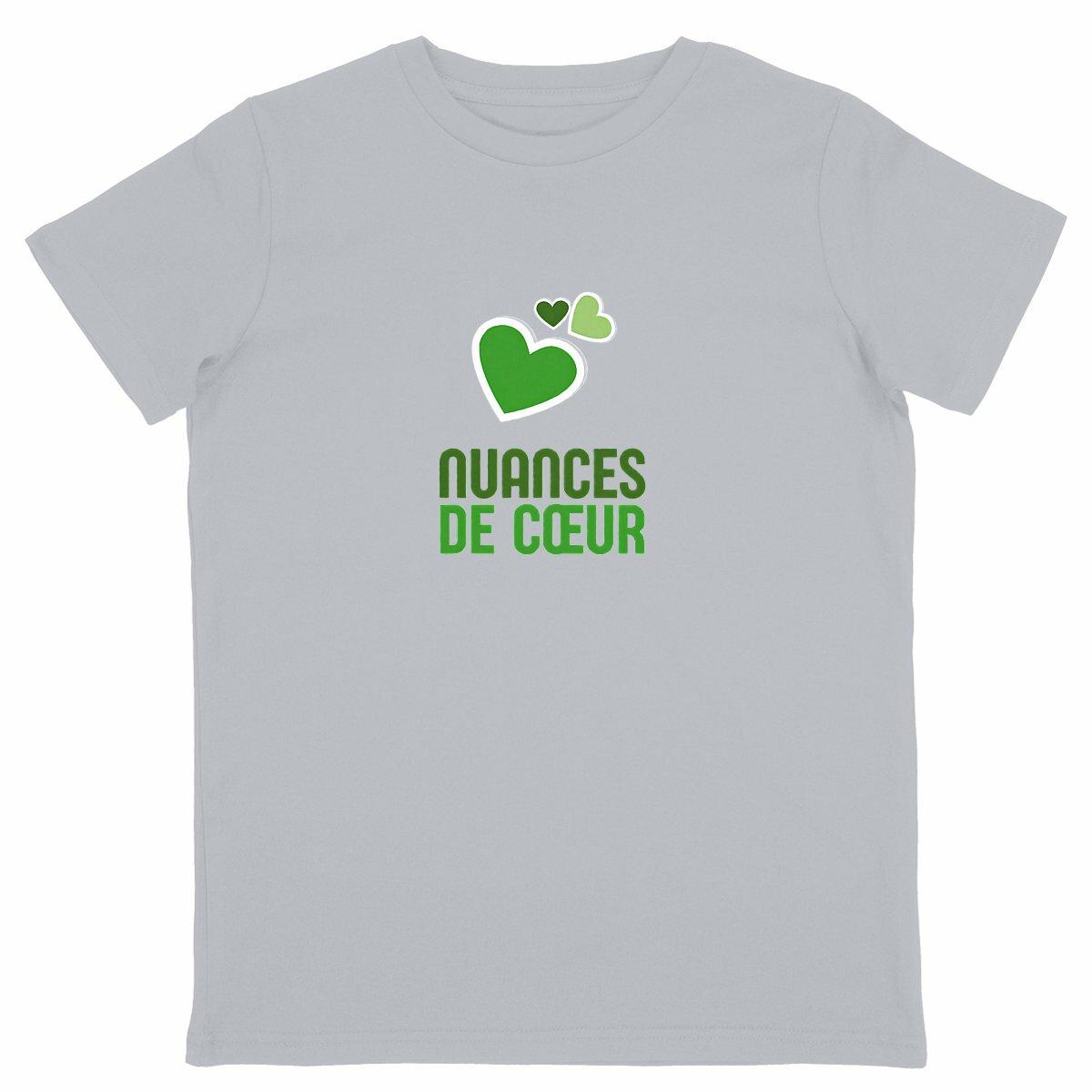 T-shirt Enfant Léger - Nuances de Coeurs Verts pour Petits Amours - face_gris