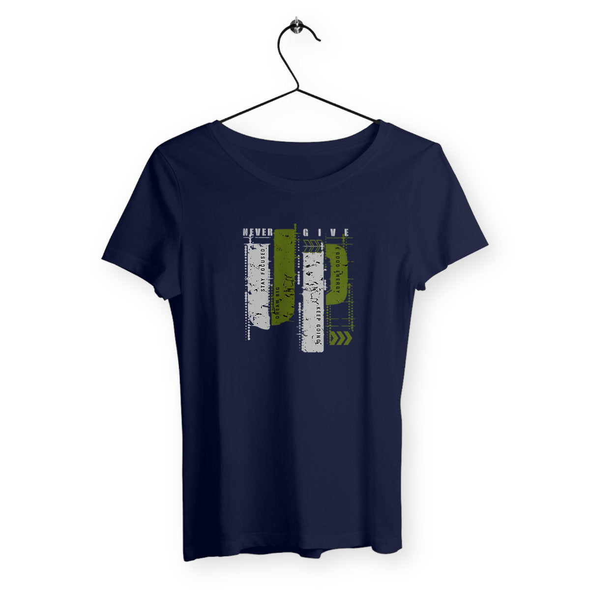 T-shirt Femme Léger : Élégance en Gris et Vert Olive - face_marine