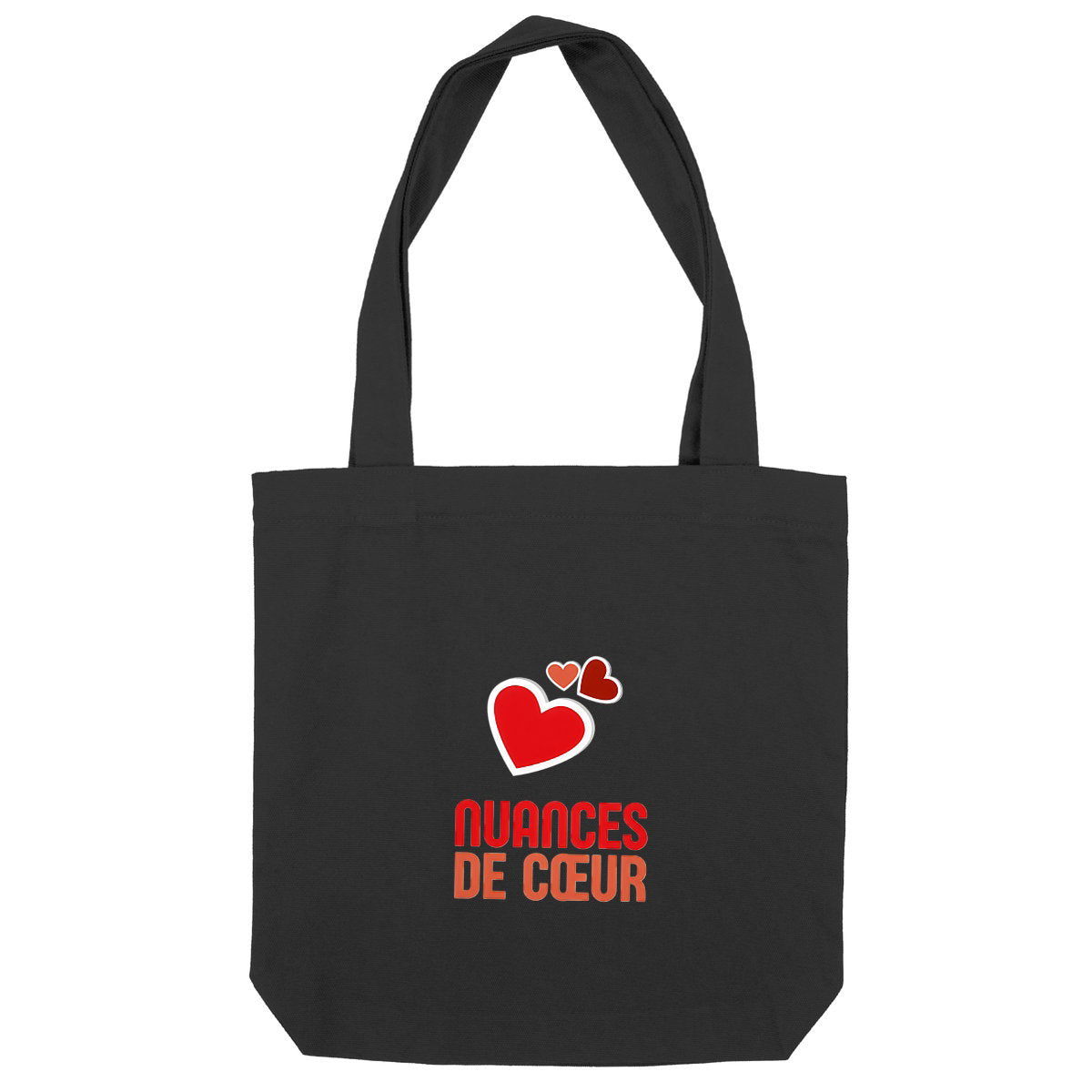 Totebag épais : Nuances de cœurs rouges pour un style romantique - face_noir