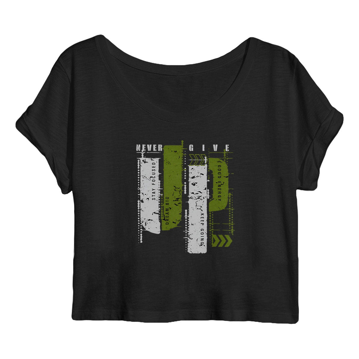 Crop top Femme - Élégance en Gris et Vert Olive - face_noir