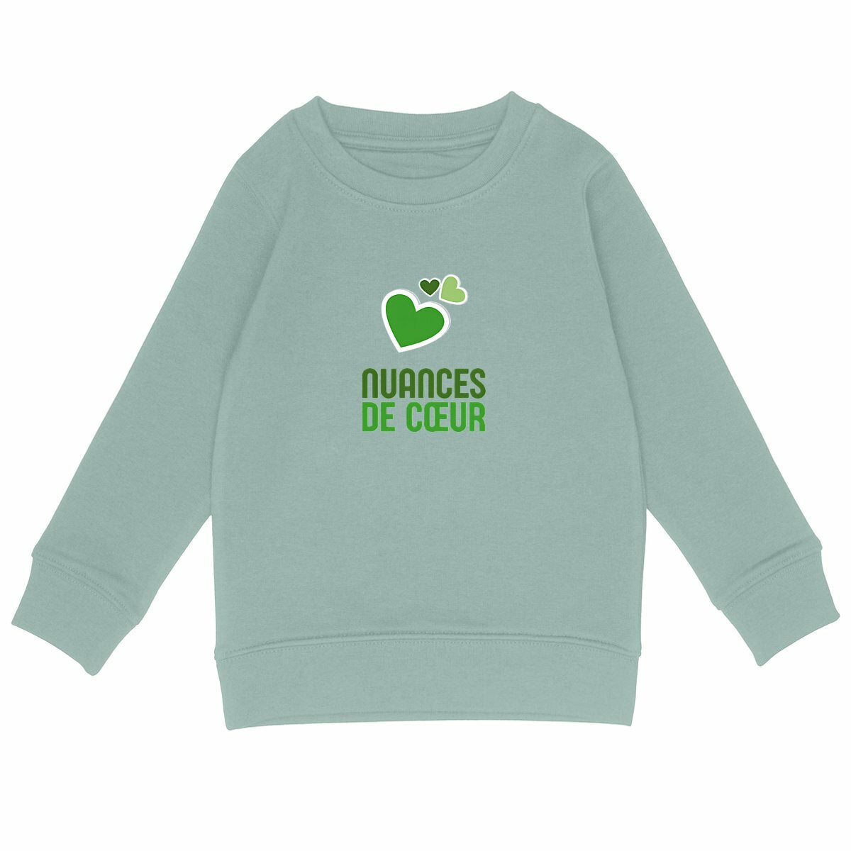 Sweat-shirt Léger Enfant - Douceur des Coeurs Verts - face_vert