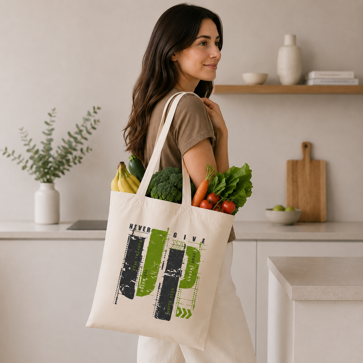 Totebag épais - Élégance en gris et vert olive