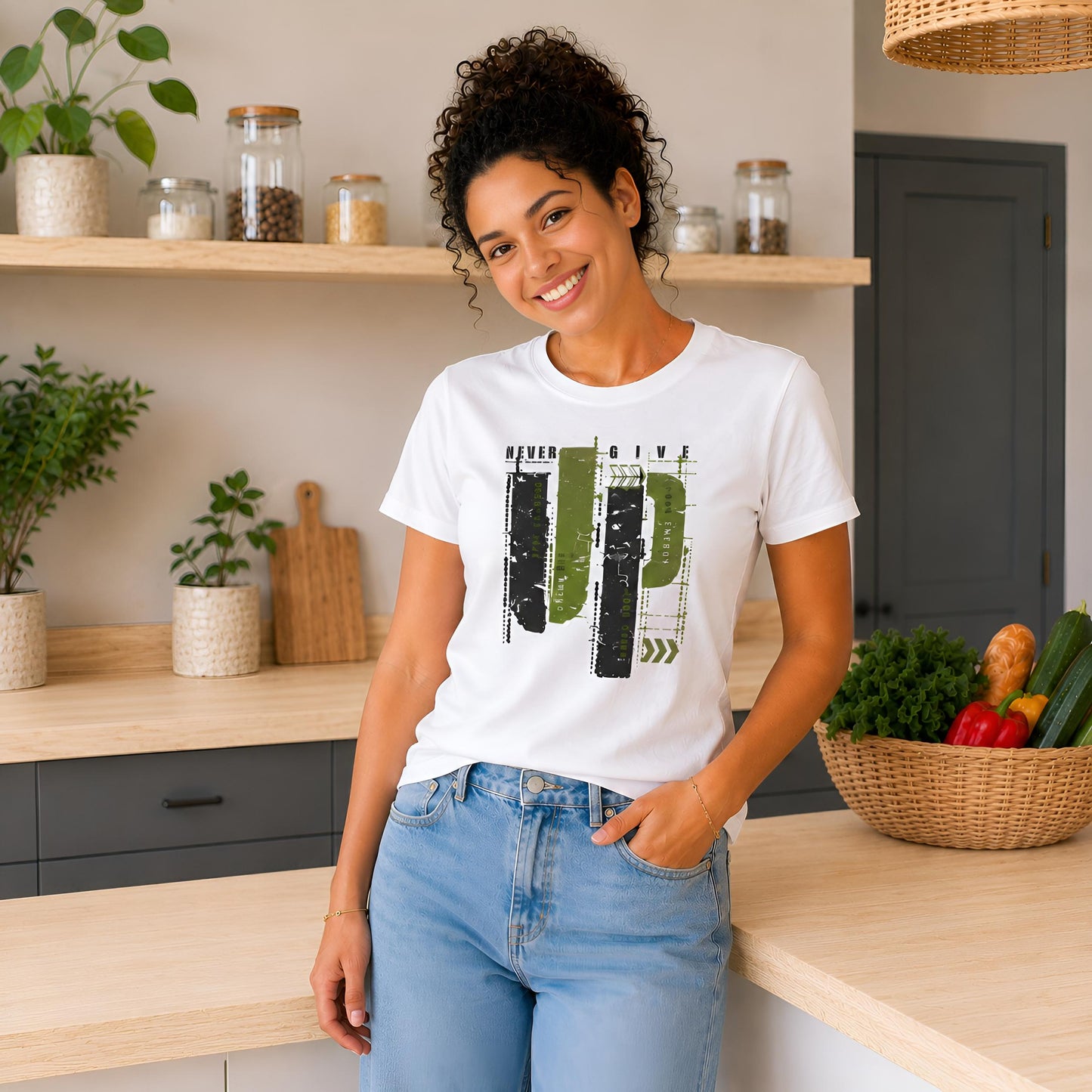 T-shirt Femme Epais - Élégance en Gris et Vert Olive