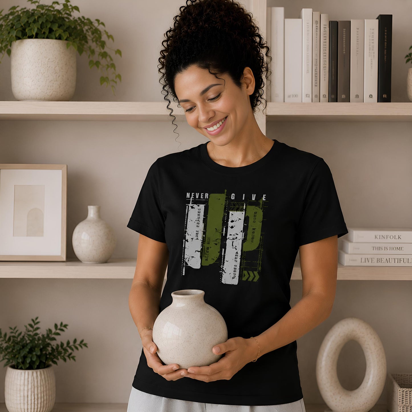 T-shirt Femme Epais - Élégance en Gris et Vert Olive