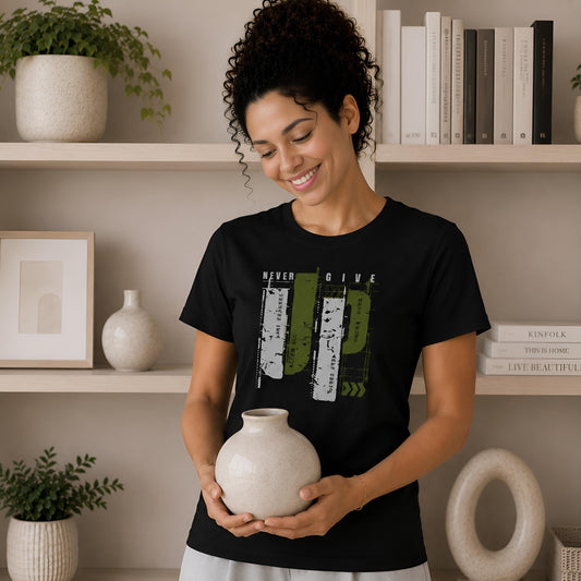 T-shirt Femme Epais - Élégance en Gris et Vert Olive