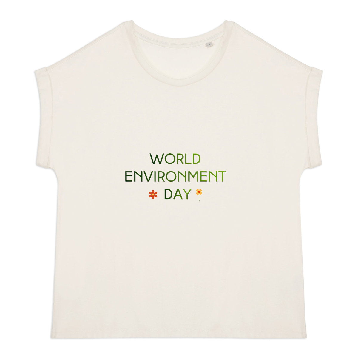 T-shirt femme biologique manches à revers - Célébrez la Journée de l'Environnement - face_0