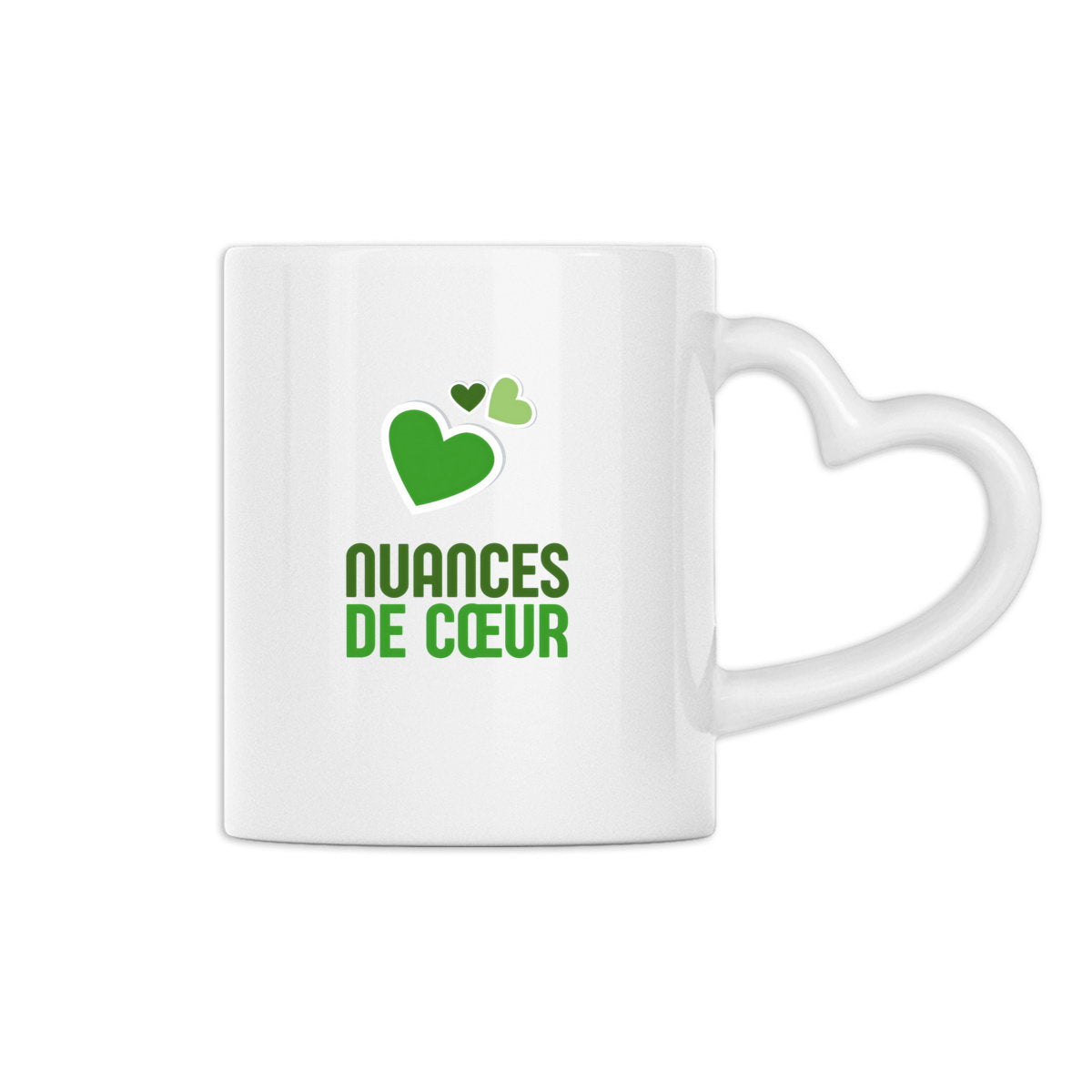 Mug à anse en forme de coeur : Éclats de Coeurs Verts - face_0