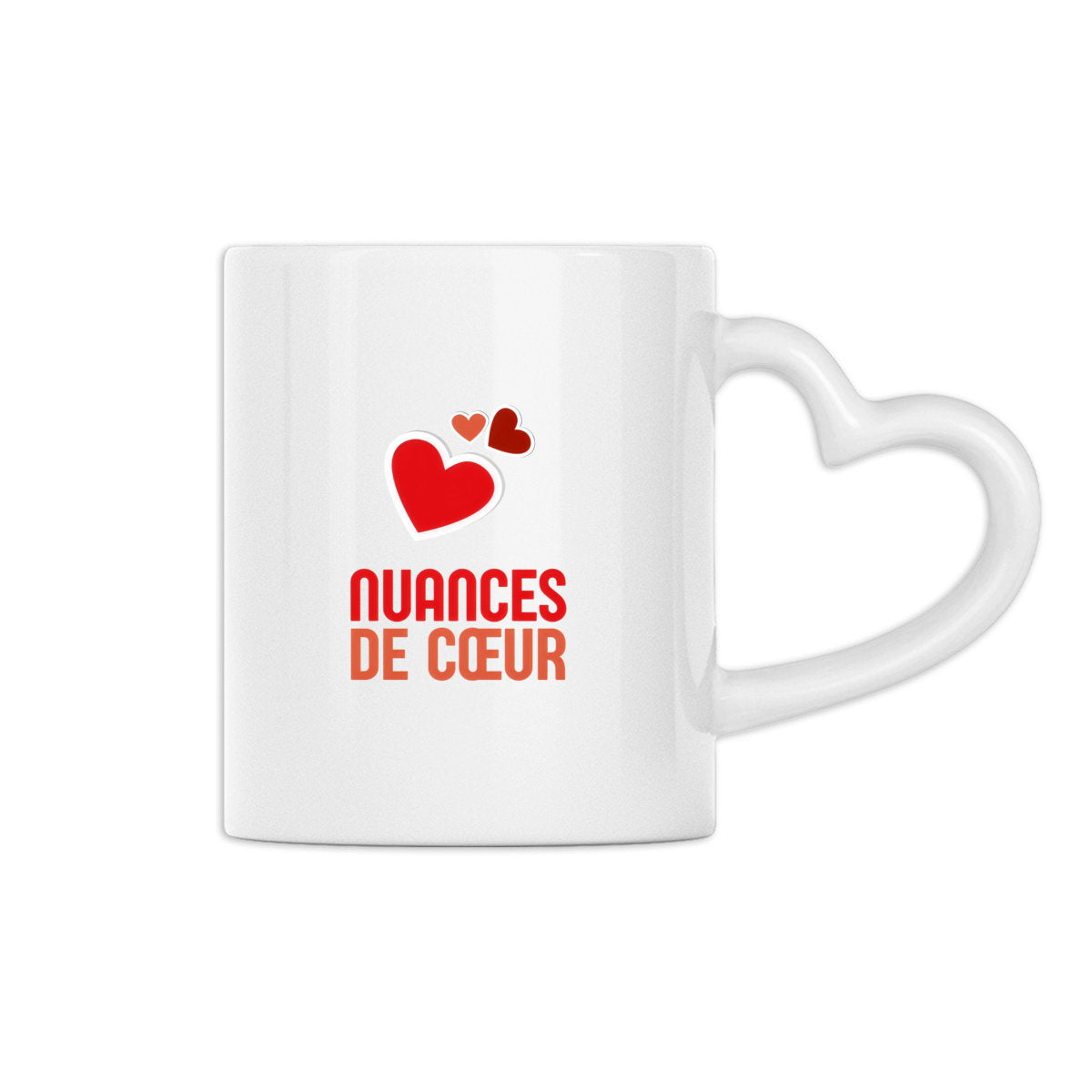 Mug à anse en forme de coeur : Un amour en nuances de rouge - face_0