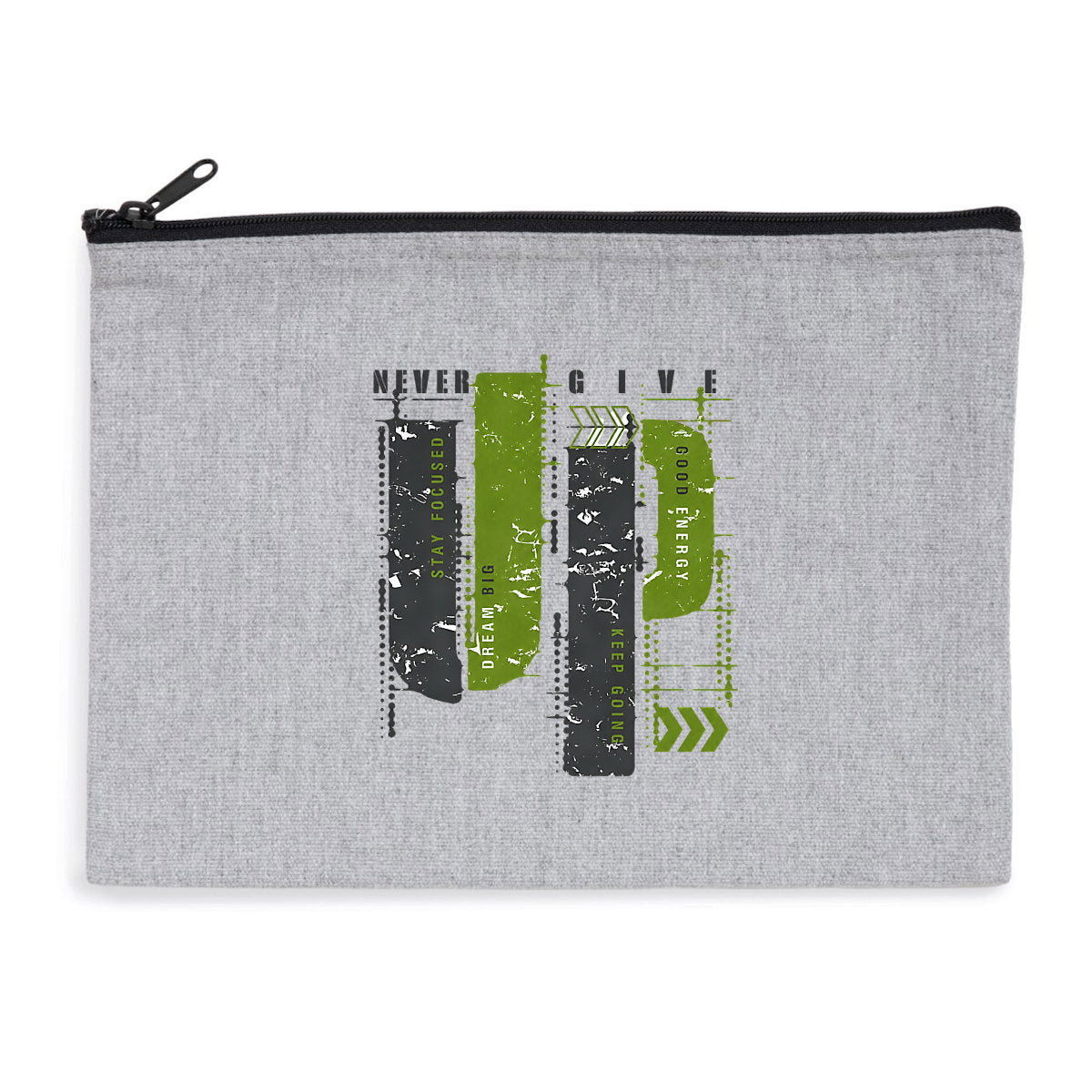 Pochette zippée recyclée : Élégance en gris et vert olive - face_0