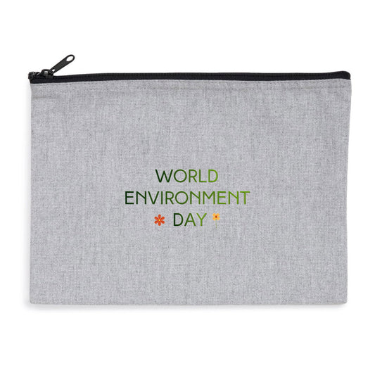 Pochette zippée recyclée - Célébrez la Journée Mondiale de l'Environnement - face_0