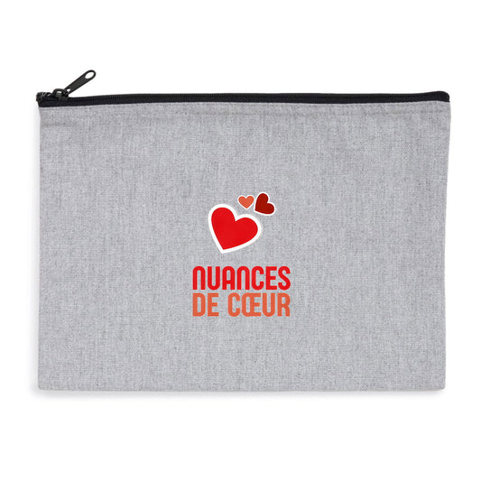 Pochette zippée recyclée - Élégance des nuances de coeurs rouges - face_0