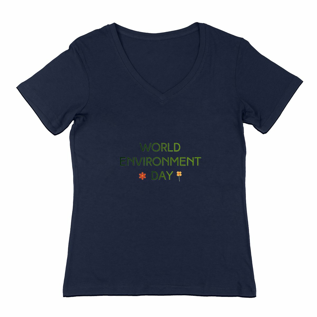 T-shirt Femme Col V : Célébrez la Journée Mondiale de l'Environnement - face_0