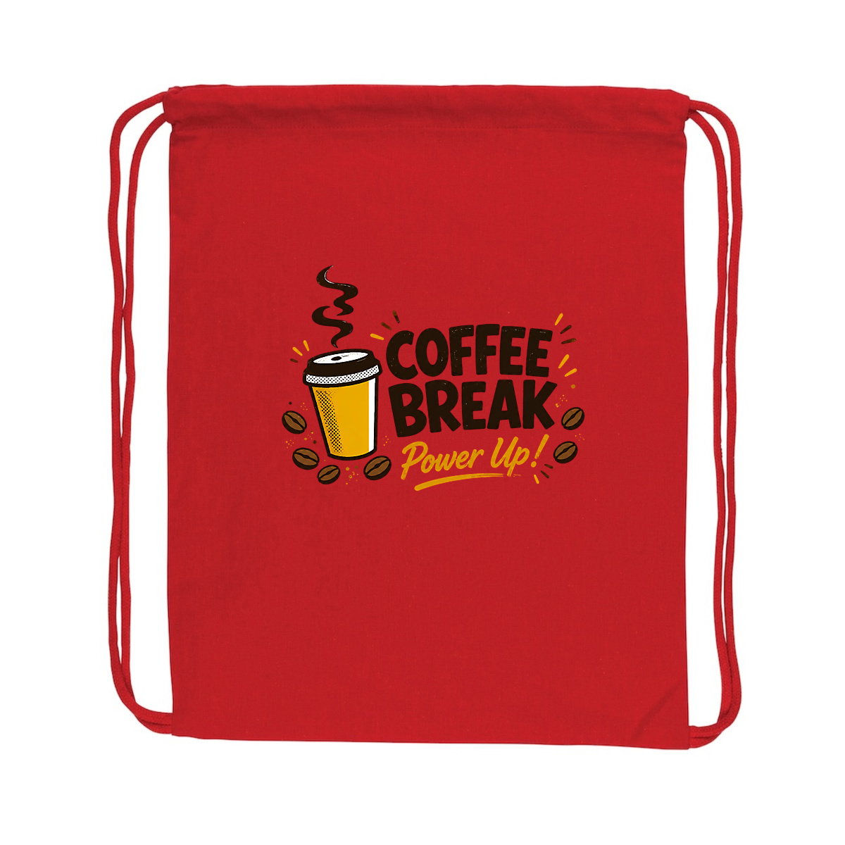 Sac à dos à cordelettes recyclé - Pause café - face_0