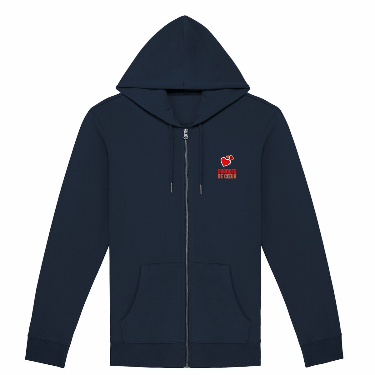 Sweat à capuche zippé unisexe - Amour en nuances de coeurs rouges - face_0