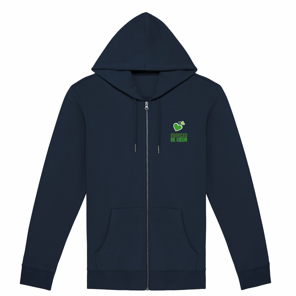 Sweat à capuche zippé unisexe - Amour en nuances de verts - face_0