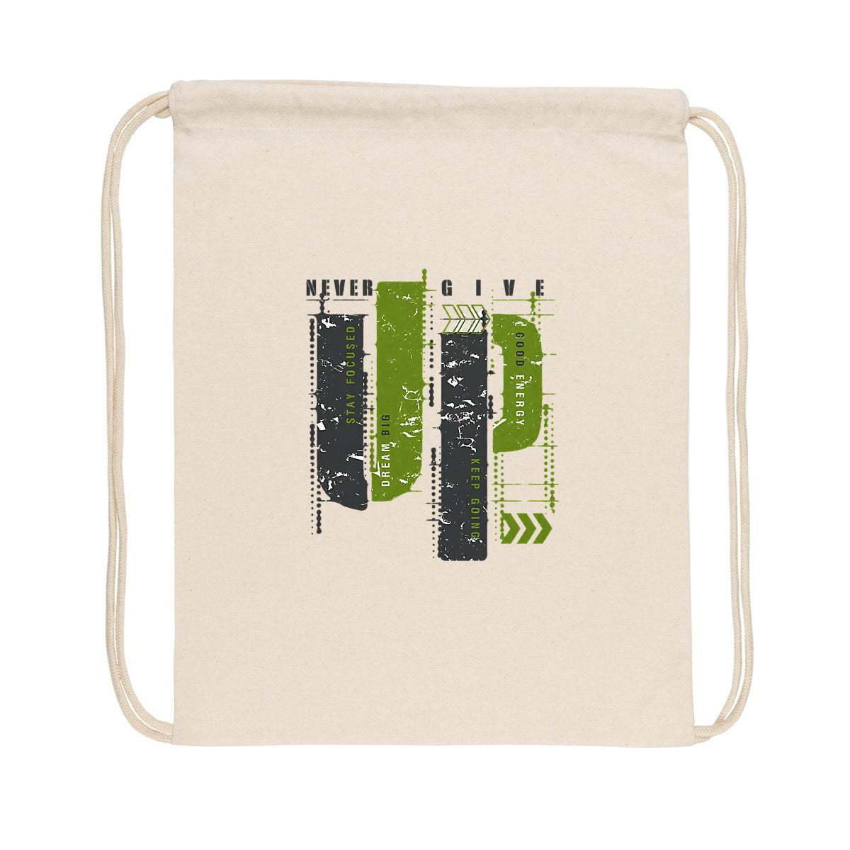 Sac à dos à cordelettes recyclé : Élégance en gris et vert olive - face_0