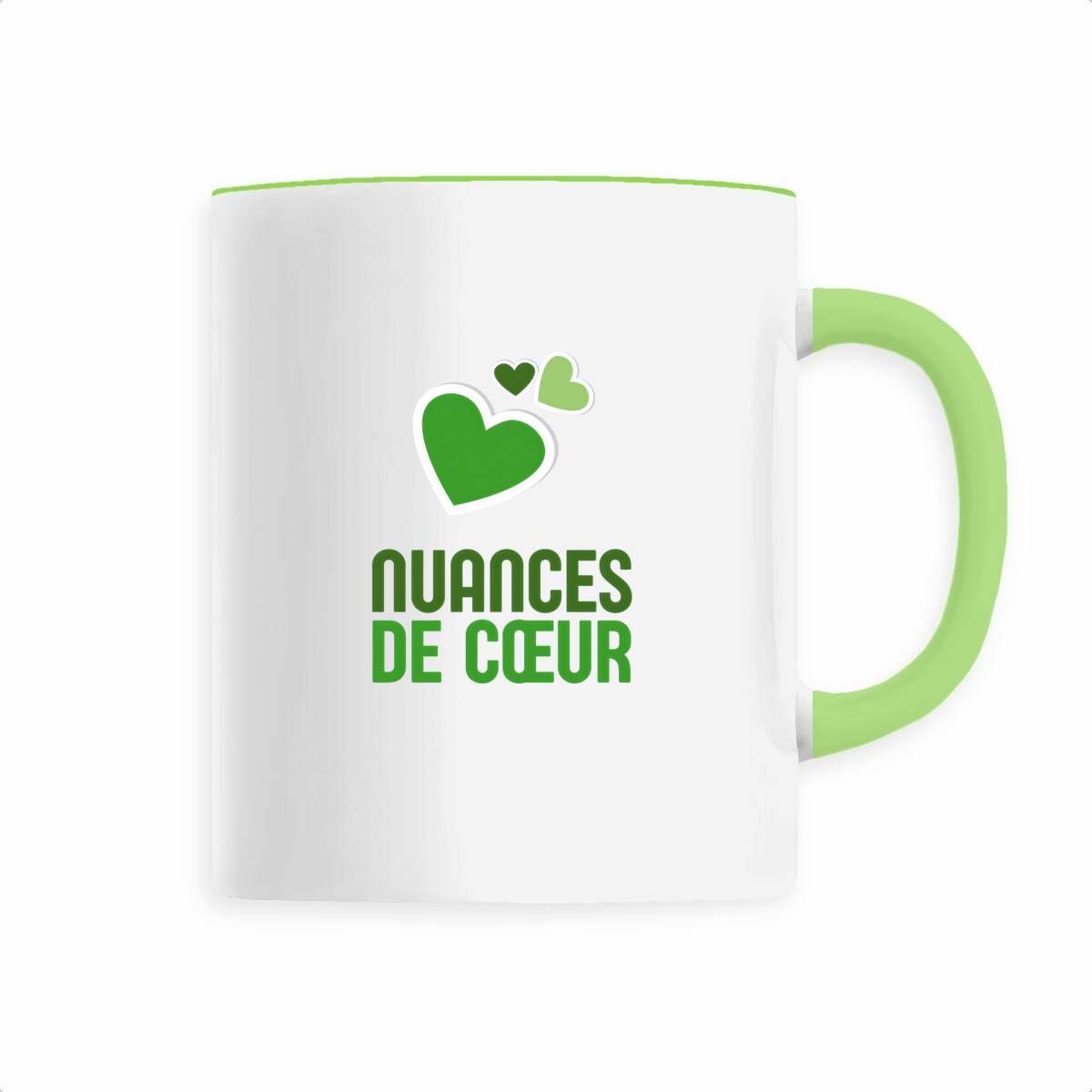 Mug céramique - Amour en nuances de coeurs verts - face_0