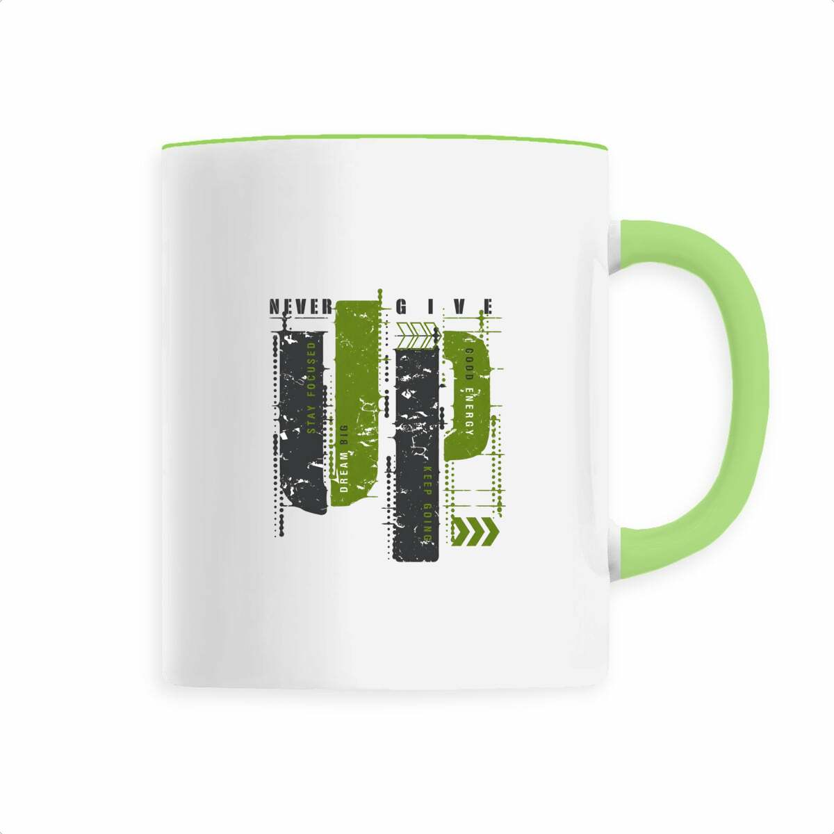 Mug céramique gris et vert olive : Élégance Naturelle - face_0