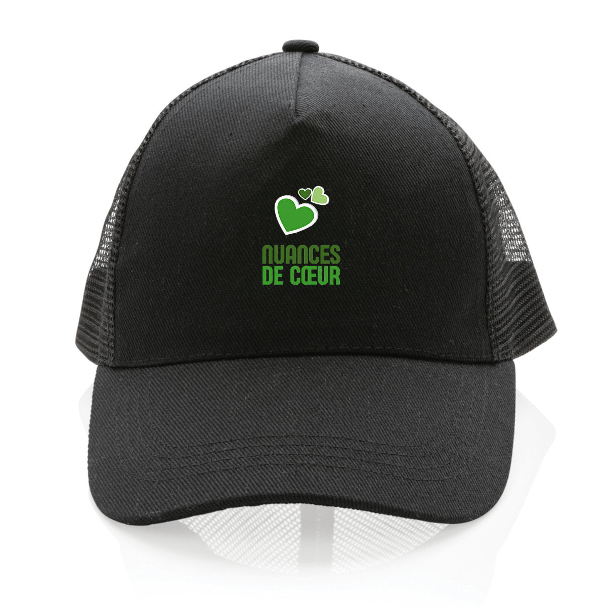 Casquette Trucker 100% recyclée - Amour en nuances de verts - face_0
