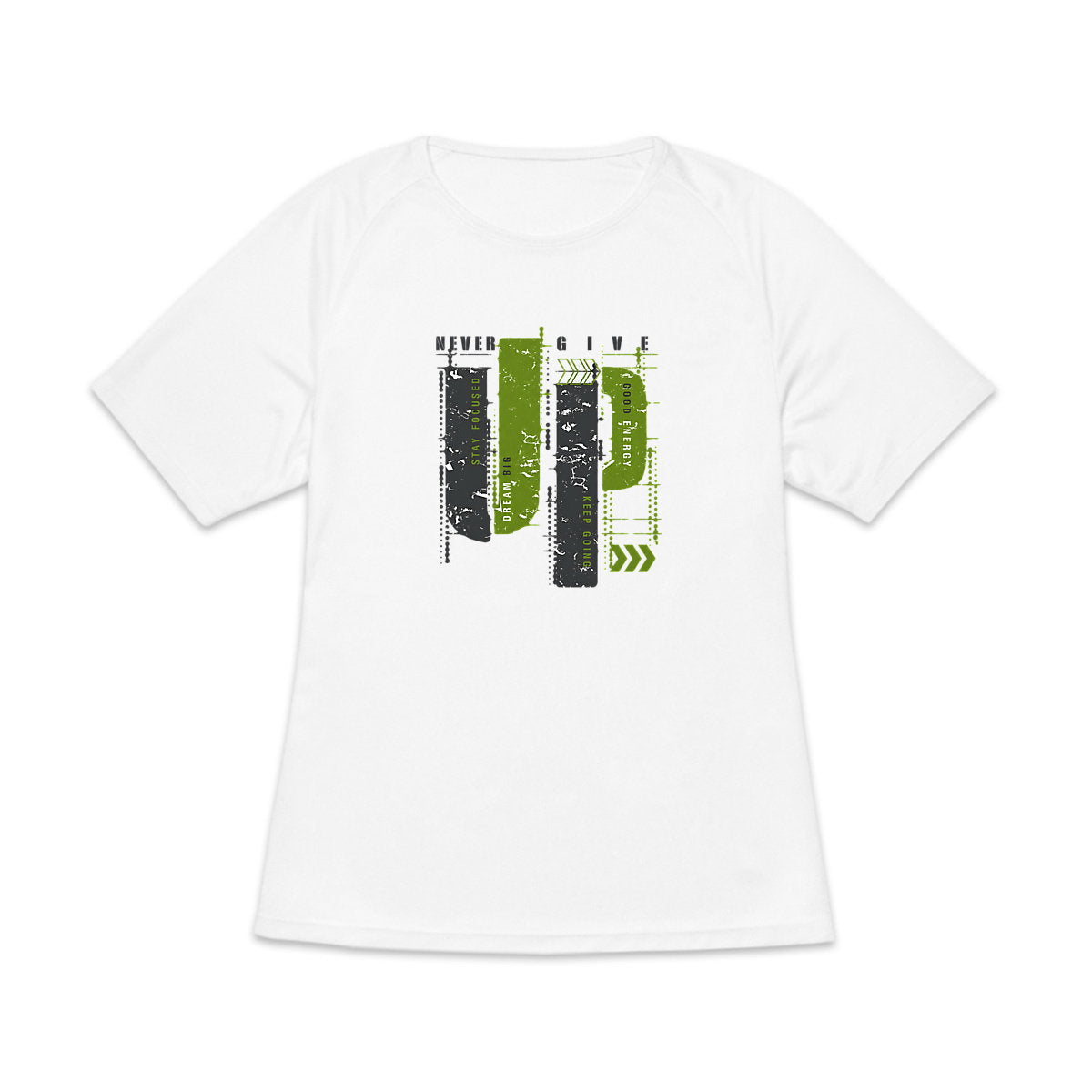 T-shirt de sport recyclé pour femme en gris et vert olive - face_0