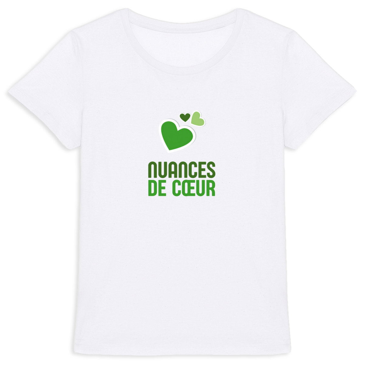 T-shirt Femme Epais : Nuances de Coeurs Verts pour un Style Unique - face_0