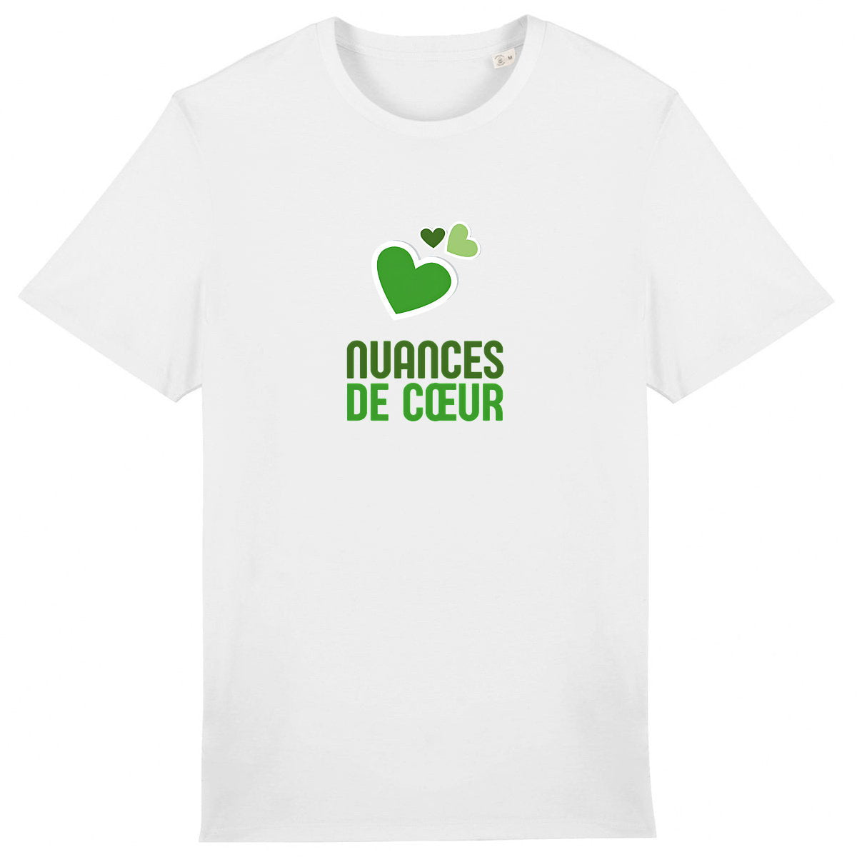 T-shirt Unisexe épais - Nuances de coeurs verts pour un style unique - face_0