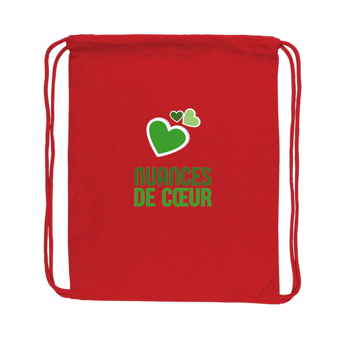 Sac à dos à cordelettes recyclé : Amour en nuances de verts - face_0
