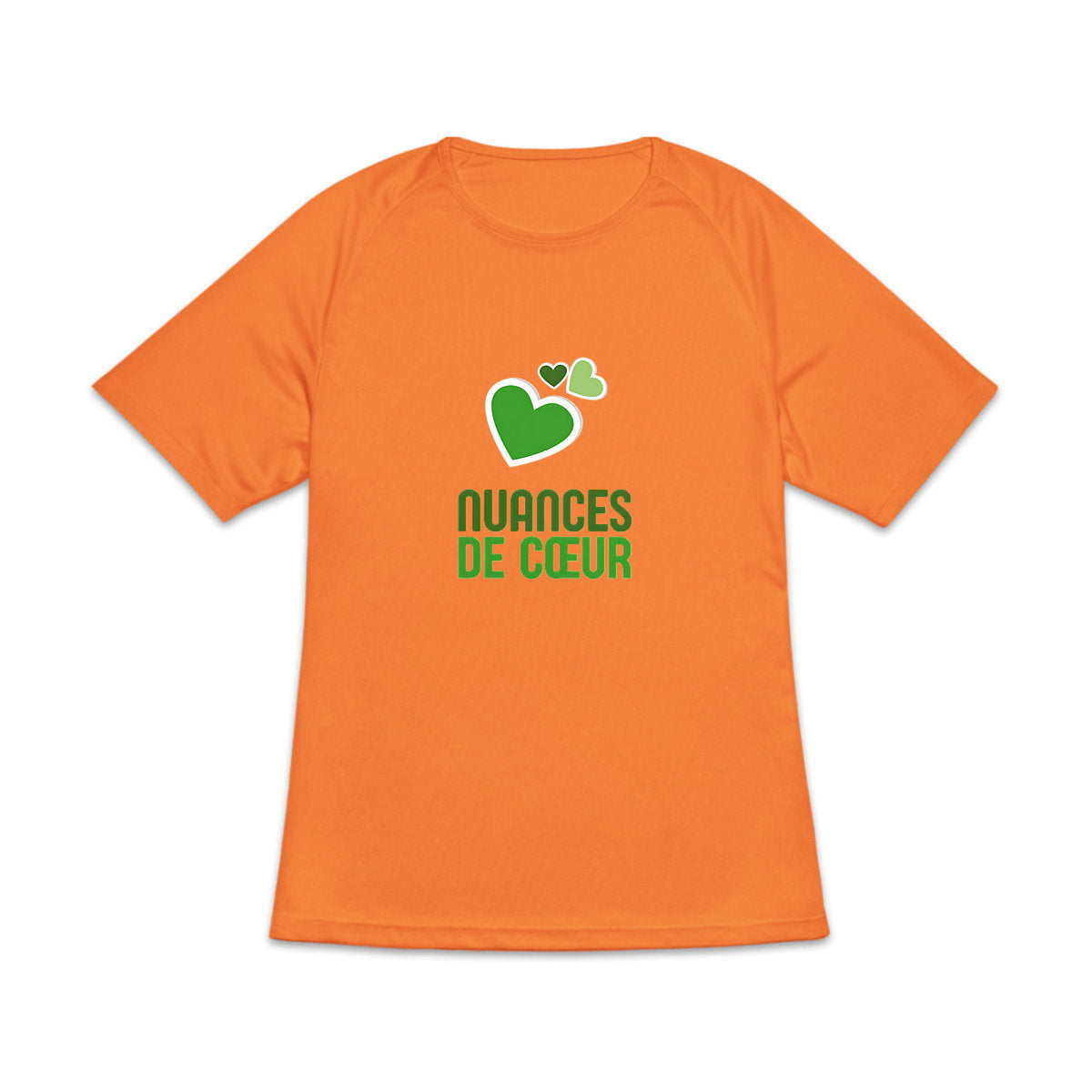 T-shirt de sport recyclé pour femme - Nuances de coeurs verts - face_0