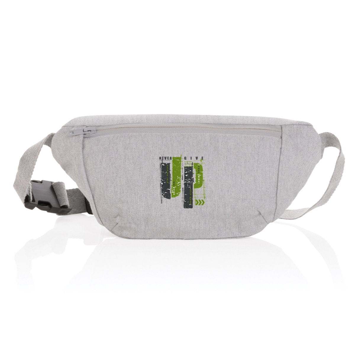 Sac banane en toile recyclée : Élégance gris et vert olive - face_0