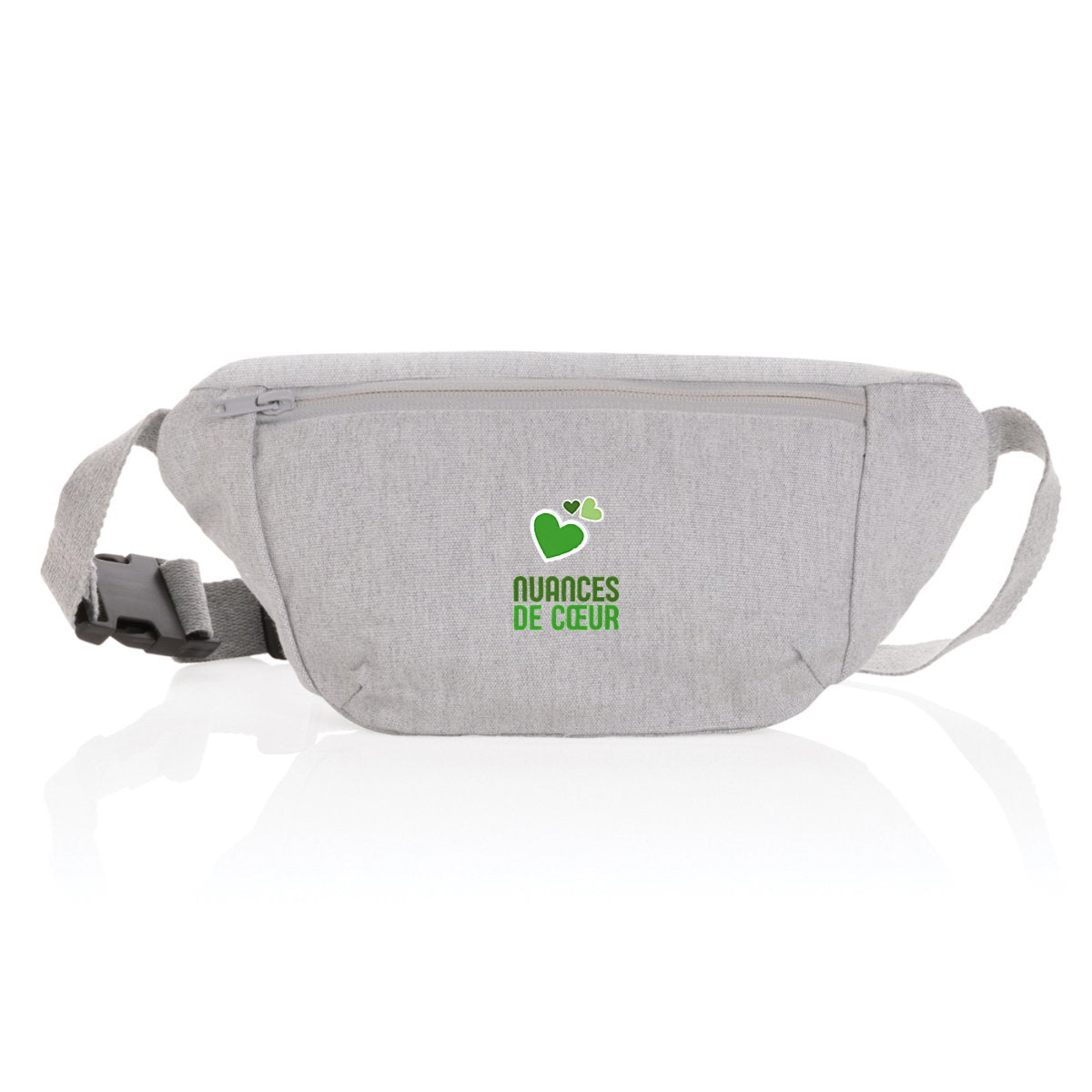 Sac banane en toile recyclée : Célébrez l'amour avec des coeurs verts - face_0