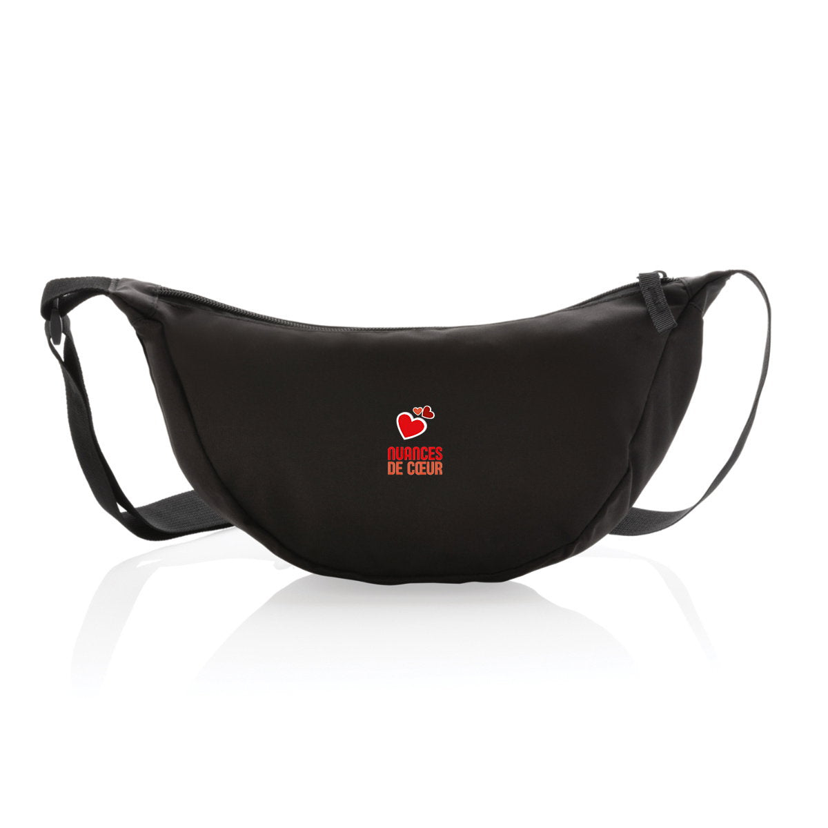 Sac banane en polyester recyclé - Amour en nuances de coeurs rouges - face_0