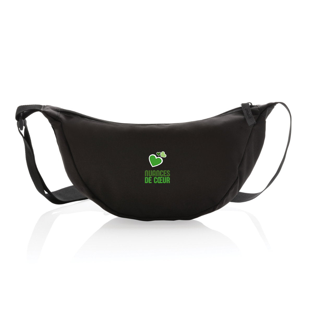 Sac banane en polyester recyclé - Coeurs verts tendance - face_0