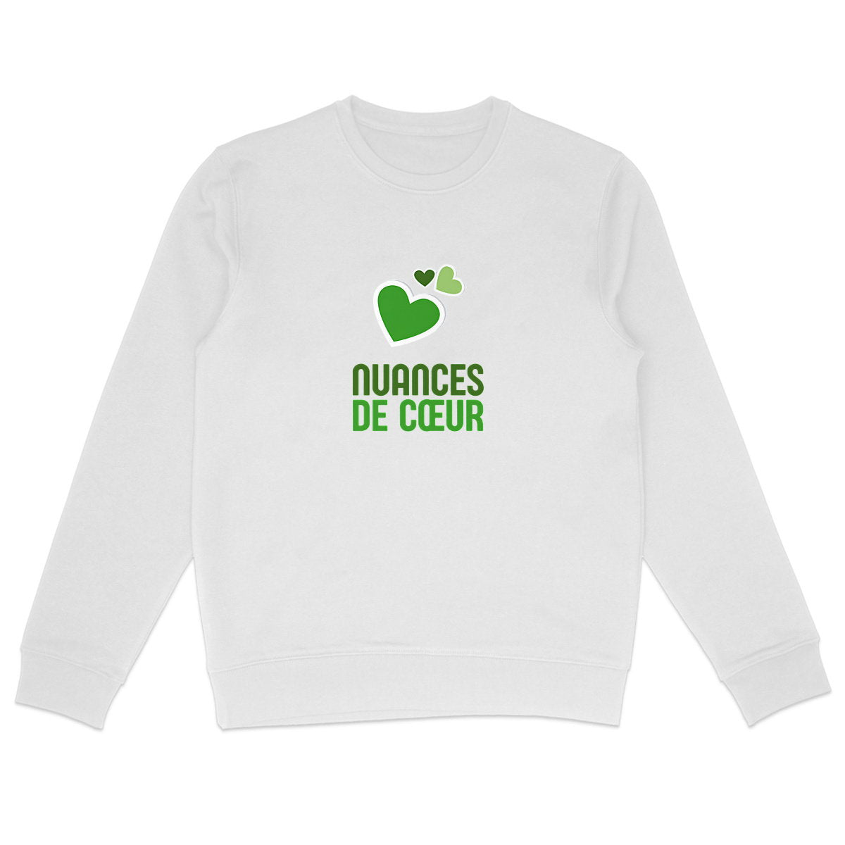 Sweat-shirt Léger Unisexe : Amour en Nuances de Coeurs Verts - face_0